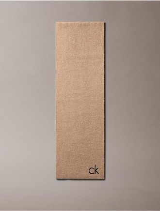 Calvin Klein Mens Embroidered Monogram Logo Scarf - Neutral