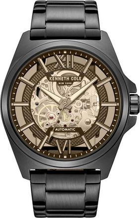 Kenneth Cole Skeleton Black Automatic Bracelet Watch, 44mm at Nordstrom