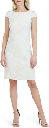 Julia Jordan Metallic Floral Jacquard Sheath Dress in Ice Blue at Nordstrom Rack, Size 10