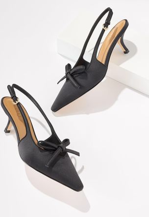 Talbots Maren Satin Slingback Kitten Heel Pumps - Black - 10 1/2 M Talbots