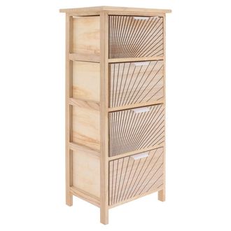 Tendance Mueble De &Aacute;lamo Paulownia Mdf Con 4 Cajones Y Tiradores De Metal Sonora - Natural - Tendance