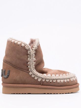 Mou stitch-detail slip-on boots - Brown