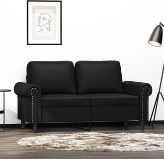 vidaXL Sof&aacute; De 2 Plazas De Cuero Sint&eacute;tico Negro 120 Cm Vidaxl