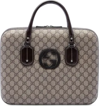 Gucci Pre-owned Gucci GG Supreme Interlocking G Briefcase Unisex P2R686B4HUHPS67O