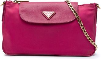 Prada Pre-owned Prada Saffiano Trimmed Tessuto Chain Crossbody Ladies OD6MWJ9KMR11F7V9