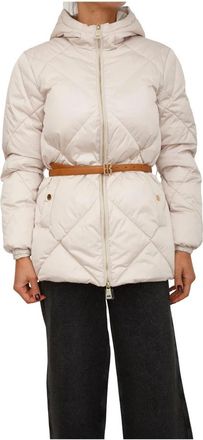 Fracomina Gewatteerde Dons Hoodie Jas - Dames - Winterjassen - Beige - S - Polyester - Jassen