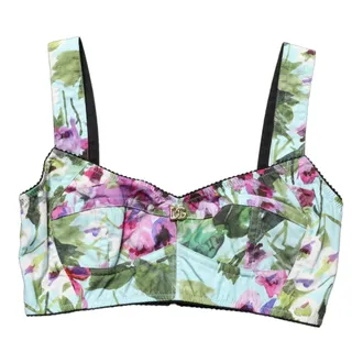 Dolce & Gabbana Sleeveless Tops, female, Multicolor, Size: 3XS Cropped Bustier Tank