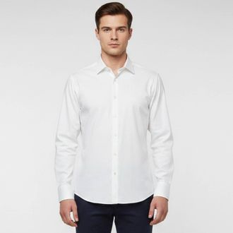 HUGO BOSS Boss By Hugo Boss White Textured Cotton Enzo Regular Fit Shirt