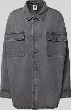 Karo Kauer Oversized Hemdjacke mit Brusttaschen in Dunkelgrau, Gr&ouml;&szlig;e XS/S