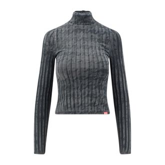 Diesel Grijze T-shirts en Polos met Rits - Dames - Longsleeves - Grijs - XS - Katoen - Tops