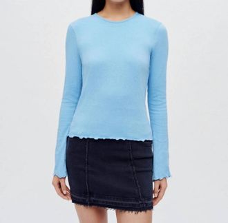 Re/Done Crinkle Bell Long Sleeve Top In Carolina Blue