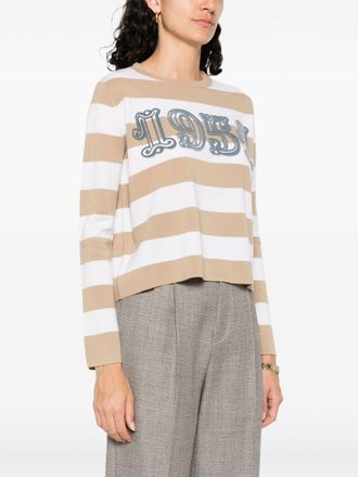 Max Mara Womens Wool Striped Sweater - Tan - Size X-Small