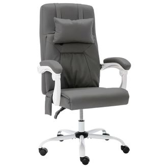 vidaXL Vidaxl - Silla De Oficina De Masaje Cuero Sint&eacute;tico Gris