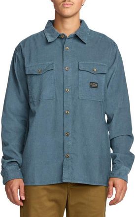 Billabong Bong Days Cotton Corduroy Button-Up Shirt in Steel Blue at Nordstrom, Size Xx-Large