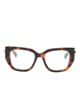 Gucci cat eye-frame glasses - unisex - Acetate - 51 - Brown