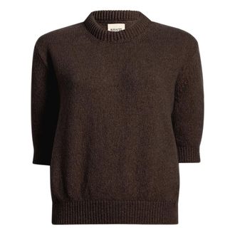 Khaite Cashmere Knitwear, female, Brown, Size: M Davin Short-Sleeve Jumper