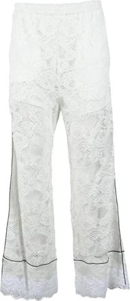 Msgm Stijlvolle Nylon Katoenen Broek - Dames - Wijde Broeken - Wit - M - Katoen - Broeken