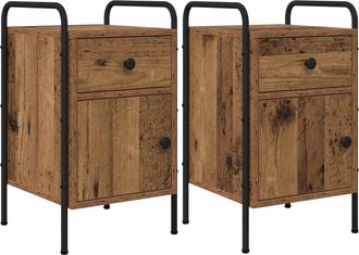 vidaXL Mesa De Noche 2 Uds. Madera Envejecida 35 X 36,5 X 61 Cm Vidaxl
