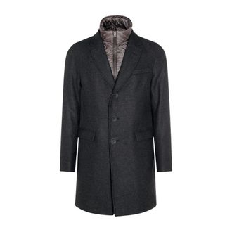 Herno Wollen Melton Jas met Diagonaal Effect - Heren - Mantel - Grijs - XL - Wol - Jassen