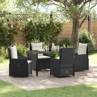 vidaXL Vidaxl - Conjunto De Comedor De Jard&iacute;n 5 Pcs Negro Rat&aacute;n Sint&eacute;tico
