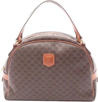 Celine Pre-owned Handbags, female, Brown, Size: ONE SIZE Pre-owned Macadam PVC Coated Canvas Leather Handbag