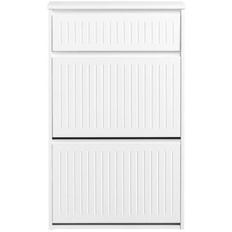SoBuy Sobuy - 2 Flip-drawers 1 Pull Out Drawer Shoe Storage Cupboard White,FSR165-W