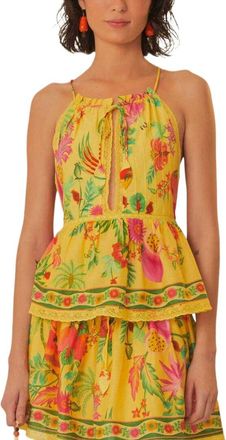 Farm Rio Farm Rio Delicate Fruit Garden Yellow Sleeveless Blouse