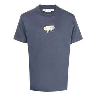 Off-white Mens Off-White SS22 Gradient Logo Printing Round Neck Short Sleeve Ordinary Version Gray T-Shirt OMAA027F22JER0074641