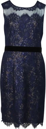 Notte By Marchesa Marchesa Notte Lace Sequined Midi Dress in Blue Polyester