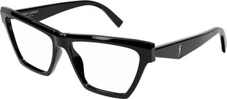 Saint Laurent Zwart Zilver Logo Brillenmonturen - unisex - Brillen - Zwart - 58 MM - Accessoires