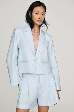 Maeve European Linen Stretch Crop Blazer Jacket