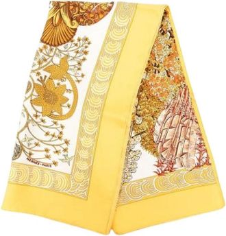 Herm&egrave;s Pre-owned Les Legendes de l Arbre Sjaal - Dames - Vintage Accessoires - Geel - ONE Size - Vintage