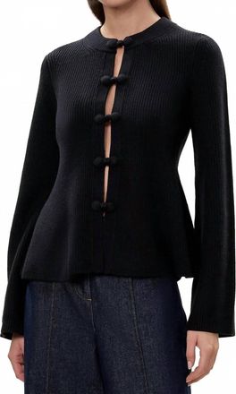 Rebecca Taylor Rhea Knit Peplum Cardigan In Black