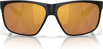 Costa Trades 60mm Polarized Square Sunglasses in Matte Black /Gold Mirror 580G at Nordstrom
