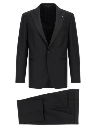 Tagliatore Black Virgin Wool Two-Piece Mens Suit