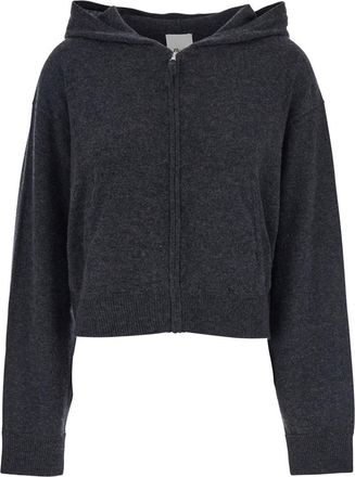 Allude Grey Zip-up Hoodie With Zip Closure In Wool Woman