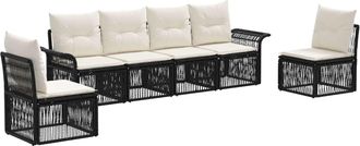 vidaXL Conjunto De Sof&aacute;s De Jard&iacute;n 6 Uds. Negro Rat&aacute;n Sint&eacute;tico Vidaxl