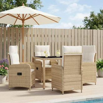 vidaXL Vidaxl Set Da Pranzo Per Esterni 5 Pz Beige E Bianco Crema Polyrattan