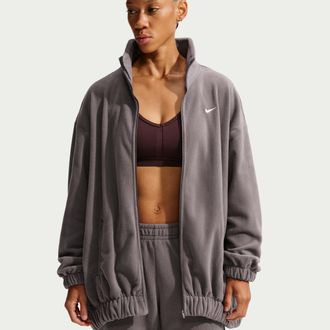 Nike Womens One Therma-FIT Oversized Full-Zip Jacket in Brown | IX7287-216