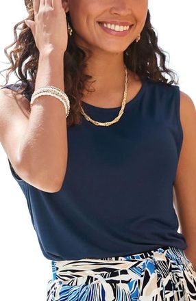 Lascana Crew Neck Tank Top in Navy at Nordstrom, Size 14