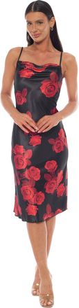 Bebe Womens Print Satin Slip Midi Dress