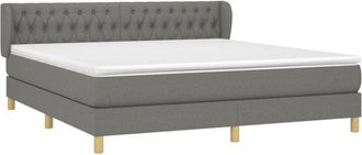 vidaXL Vidaxl - Cama Box Spring Con Colch&oacute;n Tela Gris Oscuro 180x200 Cm