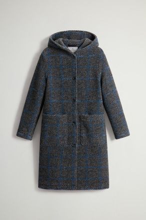 Woolrich dames Gentry lange geruite mantel met capuchon Grey Grootte XS