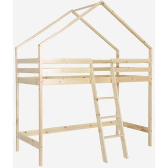 Sweeek Letto a soppalco per bambini cabina 190cm in pino naturale