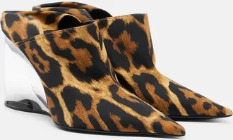 Alaia Ala&iuml;a Invisible animal-print twill wedge mules