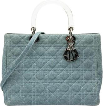 Dior Pre-owned Handbags, female, Blue, Size: ONE SIZE Pre-owned Vintage Denim Handbag