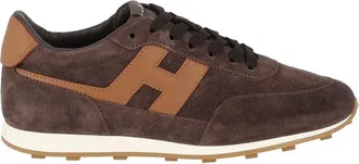Hogan Brown H699 Suede Low-Top Sneakers
