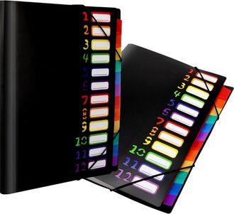 OEM Carpeta De Archivo A4 De 2 Piezas Con 12 Compartimentos, Organizador De Archivos De Pl&aacute;stico Transparente, Portadocumentos Impermeable Para La Escuela