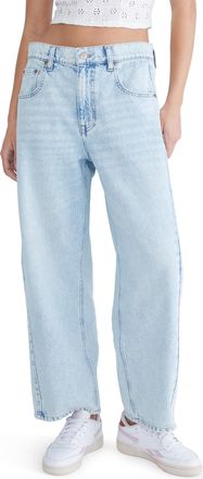 A&eacute;ropostale Aeropostale Womens Mid-Rise Barrel Leg Jean, Light Wash, 00