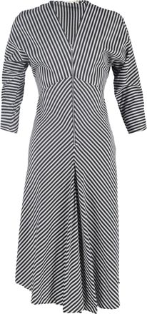 Maje Rava gestreepte twill midi-jurk in zwarte viscose